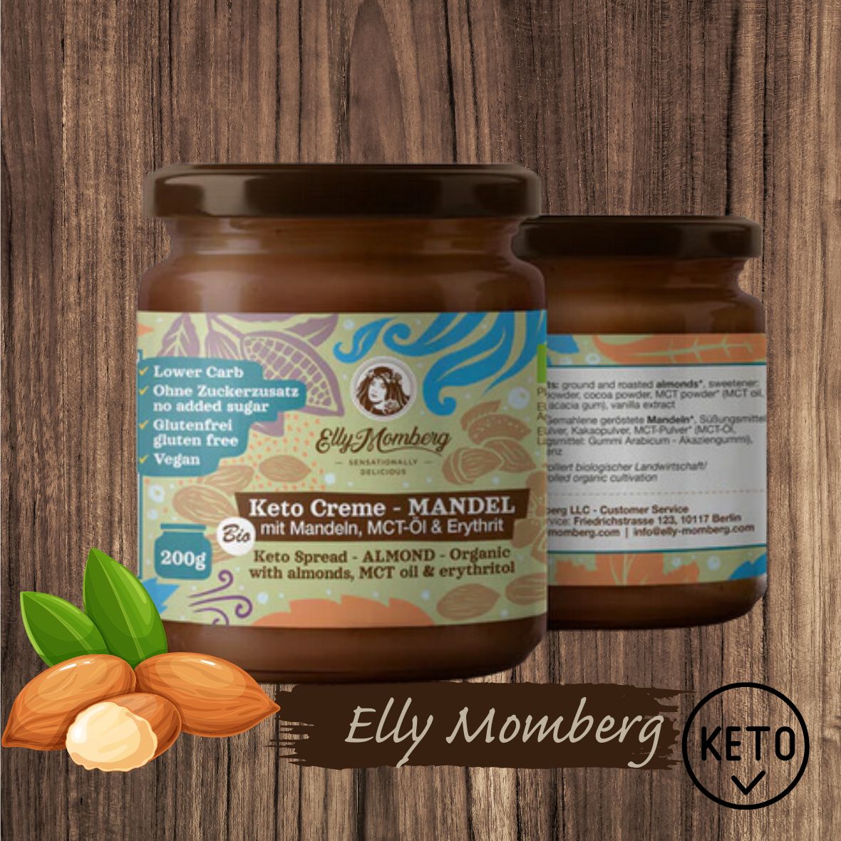 Elly Mombergs Keto Aufstrich Schoko-Mandel 